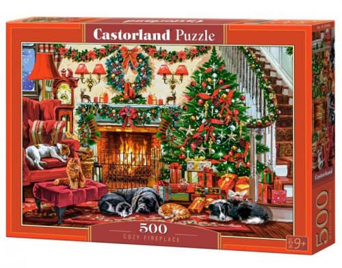 Puzzle 500 Cozy Fireplace and Dogs BN B-54060