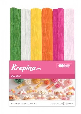 Krepina marszczona Candy 25x100cm 6 kolorów Happy Color