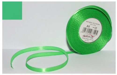 Wstążka satynowa zielona 25 mm 32 mb. AX25-12, Aliga