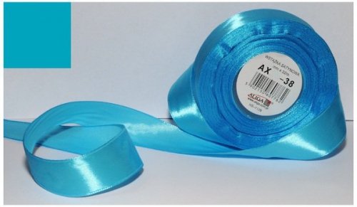 Wstążka satynowa miebieska-morska 12 mm 32 mb. AX12-38, Aliga