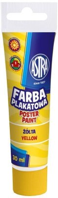 Farba plakatowa żółta tuba 30 ml., Astra