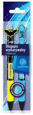 Długopis automatyczny wymazywalny z gumowym uchwytem 0,5 mm Pen Oops! Skate & Bats, Astra