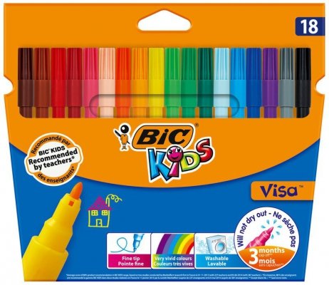 Flamastry 18 kol. Visa, BiC