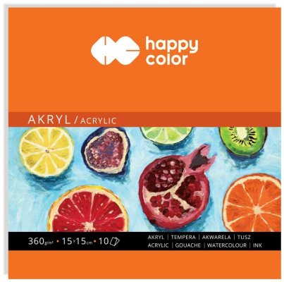 Blok do akrylu, Art, 15x15, 10 ark, 360g, Happy Color