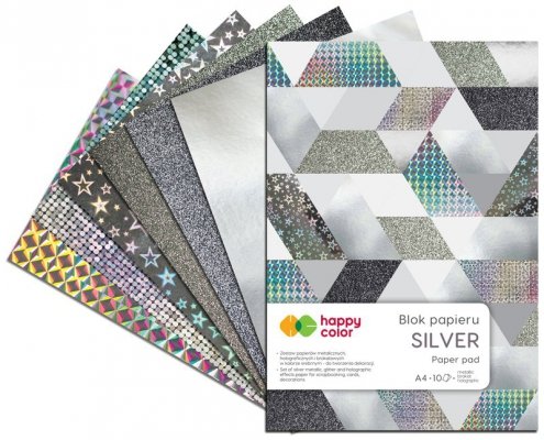 Blok Silver A4 10ark. 230g 10 kolorów, Happy Color