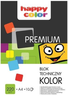 Blok techniczny kolor A4 10ark. Premium, Happy Color