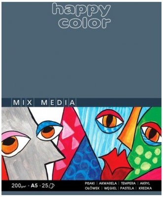 Blok malarski A5 25 ark. 200 g MIx Media Art., Happy Color