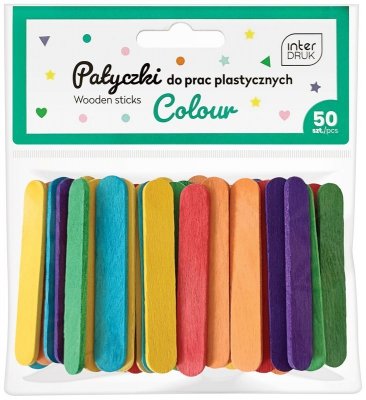 Patyczki kolorowe do prac plastycznych 65x10 op.50 szt., Interdruk