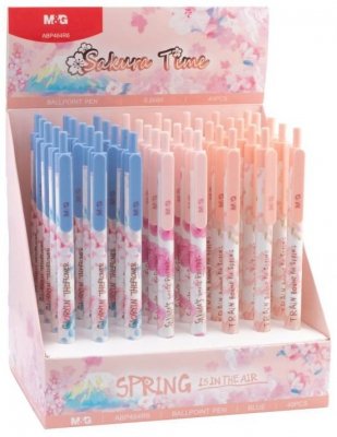 Długopis automatyczny Sakura Spring, 0,5mm, niebieski, 40szt w displayu, M&G