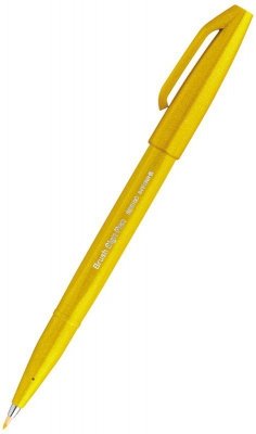 Pisak pędzelkowy do kaligrafii Beush Sing Pen żółty, Pentel