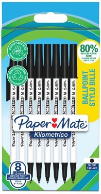 Długopis Kilometroco - Recycling czarny op. 8szt , Paper Mate