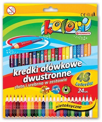 Kredki dwustronne 24 szt. 48-kol. trójkątneKolori Premium, Penmate