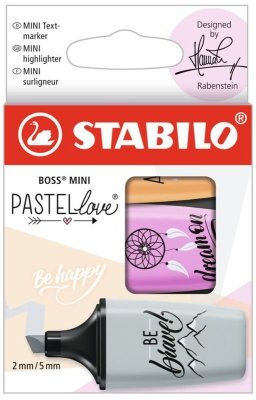Zakreślacze Boss Mini Pastellove 2.0 3-kol. Pale Orange, Frozen Fuchsia, Dusty Grey, Stabilo