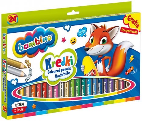 Kredki 24-kol. 15 cm Jumbo drewniane Bambino, St.Majewski