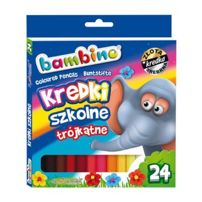 Kredki 24-kol. 18 cm ołówkowe trójkątne Bambino, St.Majewski