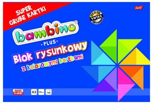 Blok rysunkowy kolor. A3 16 k. 120g Bambino PLUS (złota, srebrna), St.Majewski