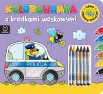 Kolorowanka z kredkami woskowymi Udane zabawy malucha Książeczka fioletowa