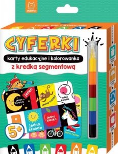 CYFERKI karty edukacyjne i kolorowanka z kredką segmentową. Uczę się i koloruję 5+