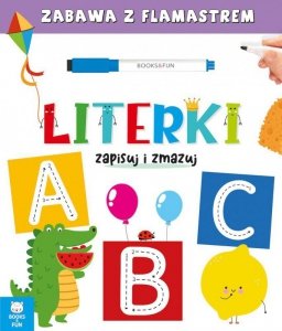 Zabawa z flamastrem. Literki. Wydawnictwo Books and Fun