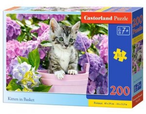 Puzzle 200 el. B-222209 Kitten in Baske