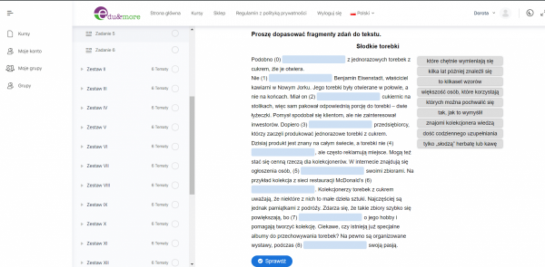 Polski do czytania. Ćwiczenia doskonalące umiejętność rozumienia tekstów (kurs online)