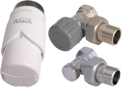 Głowica termostatyczna Altech + komplet zaworów grzejnikowych kątowy