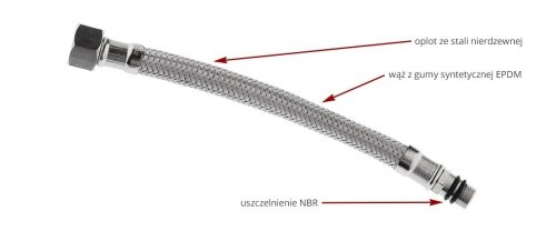 Ferro wąż w oplocie  3/4”×1/2” L 40cm nakrętno - nakrętny
