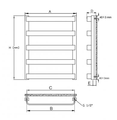 Grzejnik łazienkowy DIAMOND GR4 540x670, kolor: czarny