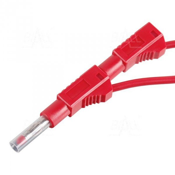 PPS450-R Przewód pom. 2x wtyk banan bezp. 4mm, 1m, 19A CAT II 600V czerwony