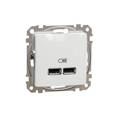 Schneider Electric, Sedna Design & Elements, Gniazdo ładowania USB typ A+A 2,4A, białe, SDD111401