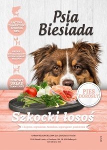 Psia Biesiada Szkocki Łosoś z koprem, szpinakiem, fenkułem, szparagami i pomidorem karma dla psów dorosłych średnich i dużych ras, 6kg