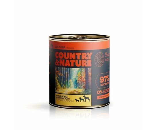 Country&amp;Nature Bezzbożowa Mokra Karma Dziczyzna Z Żurawiną 850G
