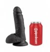 Pipedream King Cock 7 Cock with Balls Black - Dildo czarne z jądrami i przyssawką 17 cm
