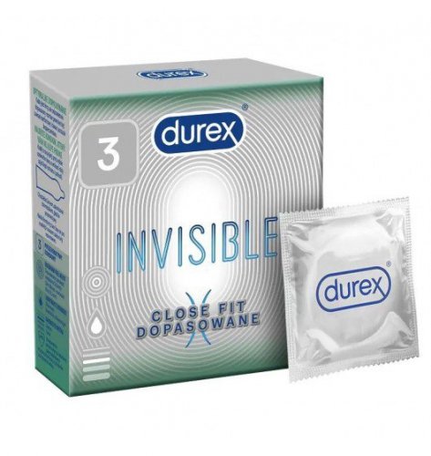  Durex Invisible Close Fit - prezerwatywy super cienkie 3 szt.
