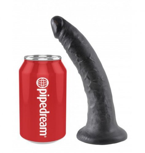 King Cock 7 Cock Black - Dildo czarne z przyssawką  17 cm