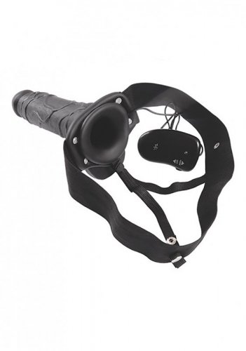 REAL RAPTURE VIBRATORE STRAP ON CAVO 8 BLACK WITH BALLS- strap on
