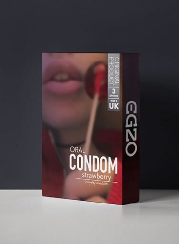  Egzo Oral condom Strawberry 3pc - prezerwatywy do seksu oralnego truskawka