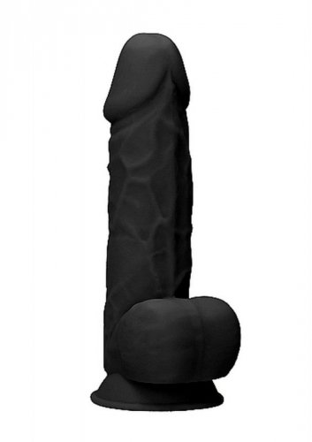  RealRock Silicone Dildo With Balls 21,6 cm Black - realistyczne dildo 
