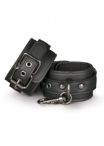 Easy Toys Black Leather Handcuffs - erotyczne kajdanki BDSM