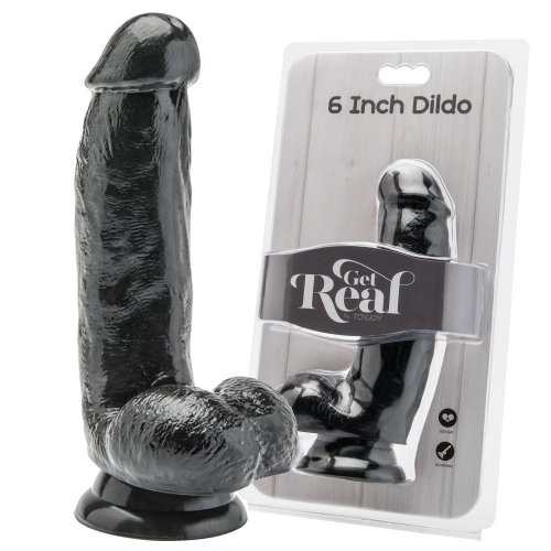  Get Real Cock 6 Inch With Balls Black - realistyczne dildo
