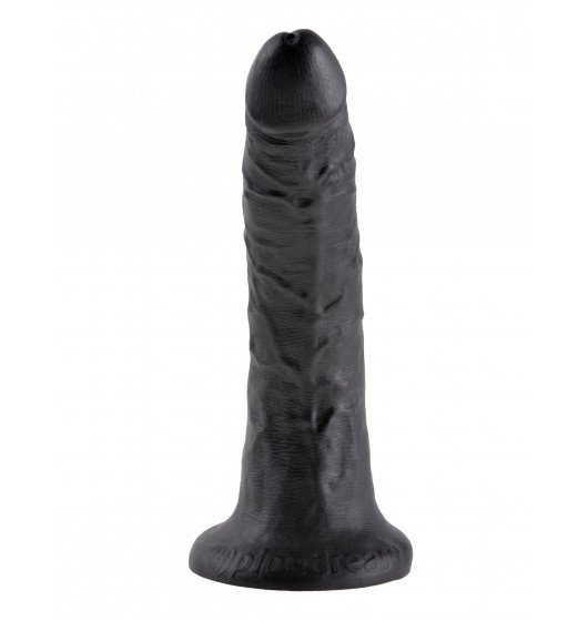 King Cock 7&quot; Cock Black- Dildo czarne z przyssawką  17 cm