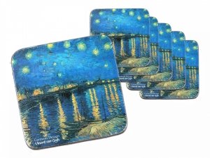 Komplet 6 podkładek korkowych - Vincent van Gogh - Noc nad Rodanem