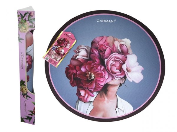 Podkładka na stół okrągła - Kwiaty na głowie, różowe (CARMANI)