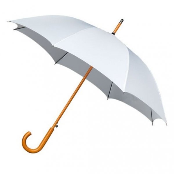 Falcone® biały parasol automat z drewnianą rączką