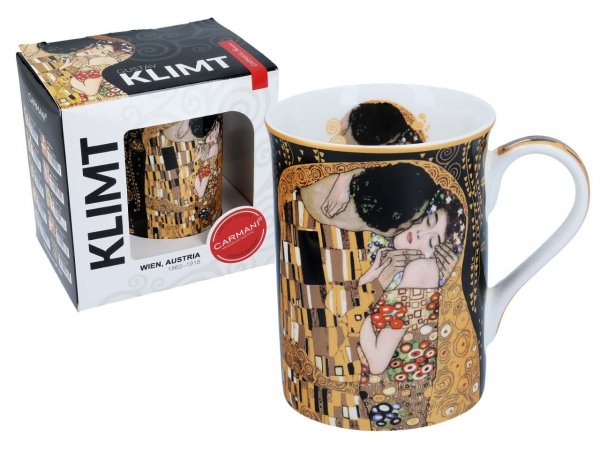 Kubek Classic New - G. Klimt, Pocałunek (tło czarne)