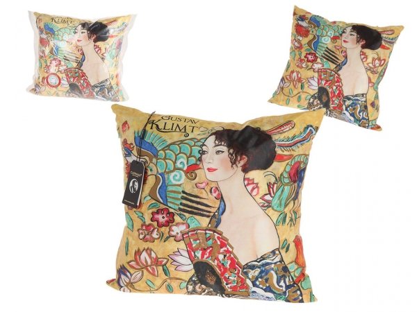 Poduszka z wypełnieniem/suwak - Gustav Klimt - Kobieta z wachlarzem