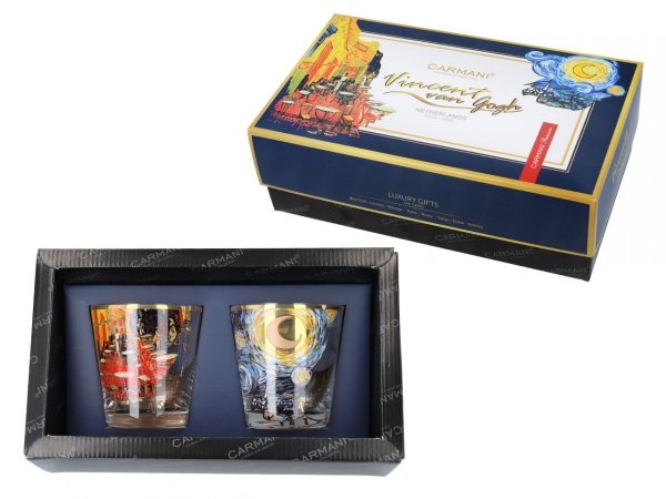 Komplet 2 szklanek do whisky - van Gogh - Gwiaździsta noc i Kawiarniany taras
