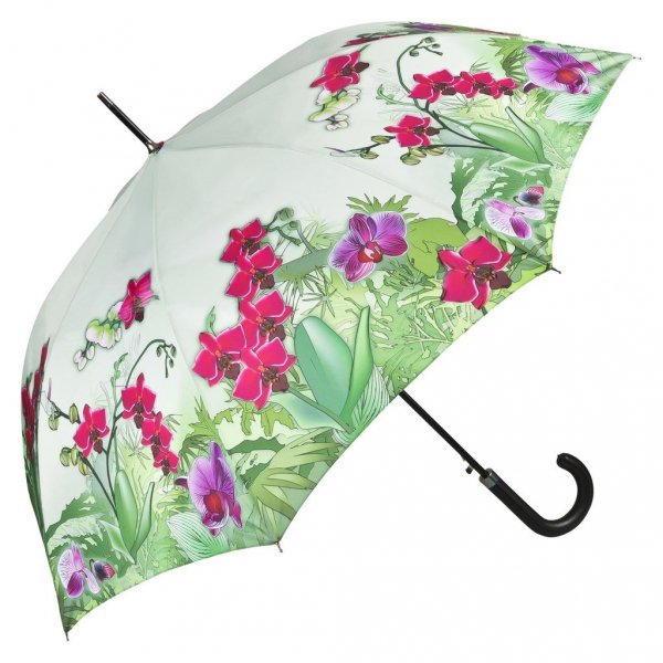 Orchidee - parasol długi ze skórzaną rączką