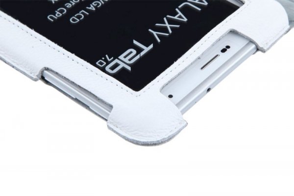 KOM0430 Etui białe dedykowane do Samsung Galaxy Tab P3100 (skóra naturalna)