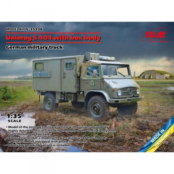 ICM 35136 Unimog S 404 with Box Body German Military Truck 1/35